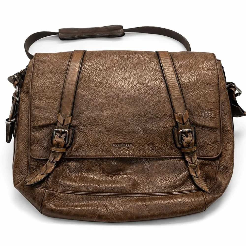 Cole Haan messenger bag brown distressed laptop book bag school bag business